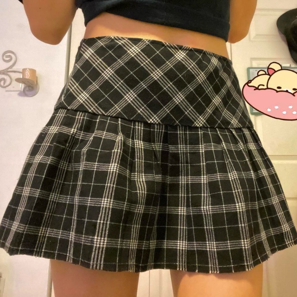 Plaid Black and White Women's Skirt